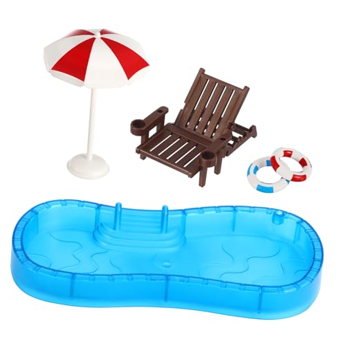 UPKOCH Miniatur Schwimmbad Set Für Puppenhäuser 1 Set Mini Möbelmodell Schwimmring Und Zubehör Für Kreative Strand Und Pool Szenarien Ideal Für Miniatur Liebhaber Und Sammler von UPKOCH