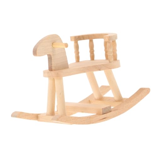 UPKOCH Mini 1:12 Puppenhaus Möbel Zubehör Tasche Kinderzimmer Schaukelpferd Holz Handwerk Dekoration (holzfarbe) Mini-puppenhausstühle Winzige Mini-zubehör Hölzern Schaukelstuhl Jahrgang von UPKOCH