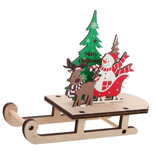 UPKOCH Ornamente Weihnachten Rentier Weihnachtsschlitten Anhänger Weihnachtsschlittendekoration Ski-Dekorationen Miniatur Schlitten Miniatur-weihnachtsdekorationen Skiverzierung Hölzern von UPKOCH