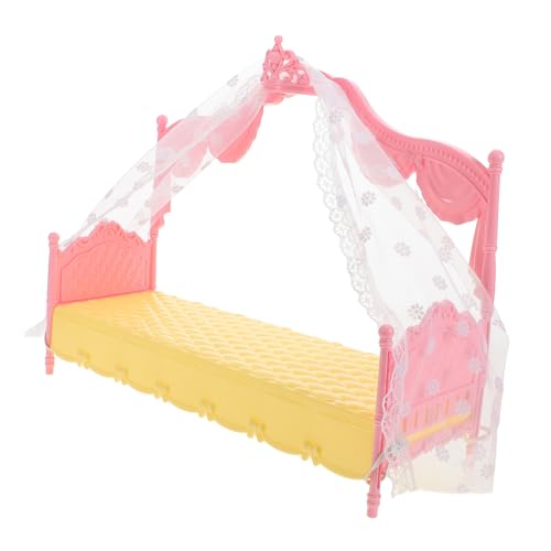 UPKOCH Prinzessin Bett Puppenhaus Babybett Mini-puppenhausmöbel Puppenhaus-miniaturen Puppenhauszubehör Und Möbel Puppenbetten Puppenmöbel Puppenhaus-schlafzimmermöbel Spitze Rosa von UPKOCH