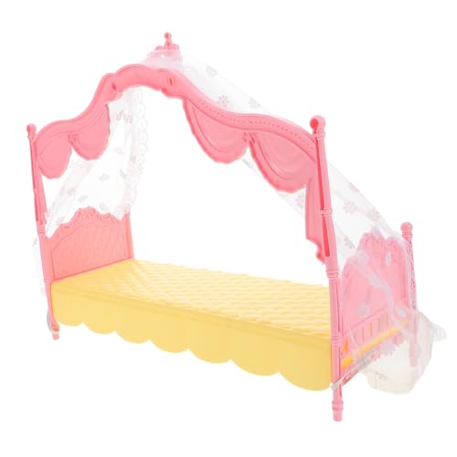 UPKOCH Prinzessin Bett kinderzimmer puppenmöbel Set Puppenbett Puppenhaus Zubehör Spielzeugbett Babybett Puppenhaus-Miniaturartikel Spitze Rosa von UPKOCH