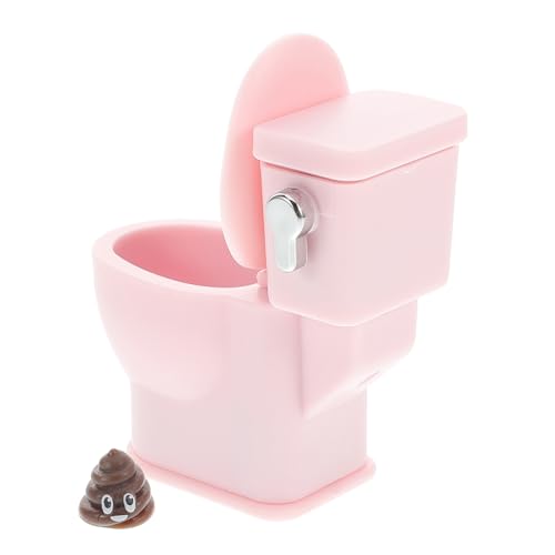 UPKOCH Puppenhaus-Toilette Toilette Kuchendeckel Puppenhaustoilette Miniaturmöbel Miniatur-puppenhaus-Badezimmer Miniatur-weiße Toilette Mini-Badezimmer Toilettenspiele Rosa Plastik von UPKOCH