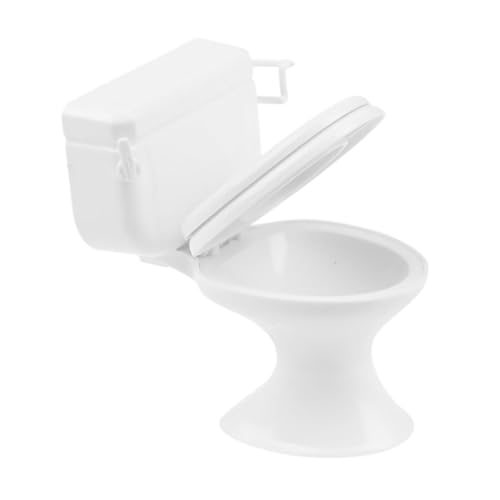 UPKOCH Puppentoilette puppenhaus Toilette Puppenhaus Mini-Toilette Zubehör für Puppenhausmöbel winzige Toilette dekoratives Mini-Modell Miniatur-Hausmöbel Puppenhauszubehör Plastik Weiß von UPKOCH