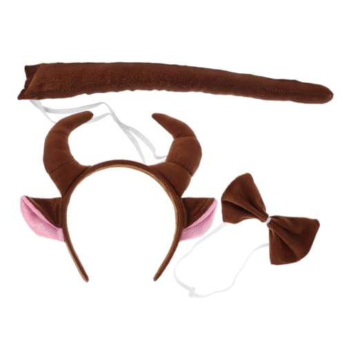 UPKOCH Set Horn Kopfschmuck Set Weihnachten Stirnbänder Tiere Weihnachtskostüme Weihnachten Stofftier Das Tier Fliege Halloween Kostüme Lamm Kostüm Party Kopfschmuck Stoff Kaffee von UPKOCH