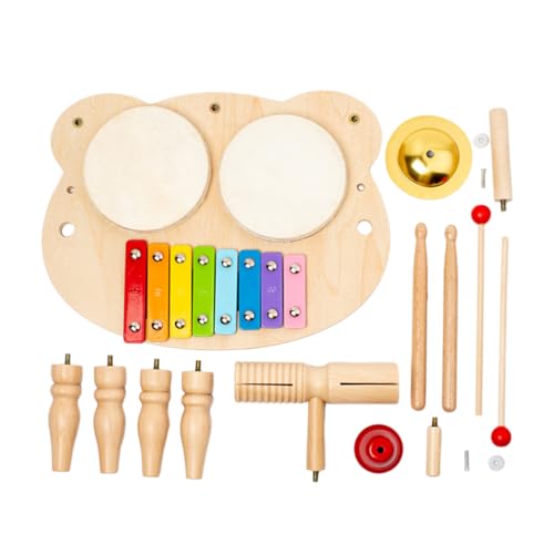 UPKOCH Set Kindertrommel Kleinkind Musikinstrumente Musikinstrumente Musiktisch Schlagzeug Jazz Schlagzeug Pädagogische Percussion Trommel Khaki Holz von UPKOCH