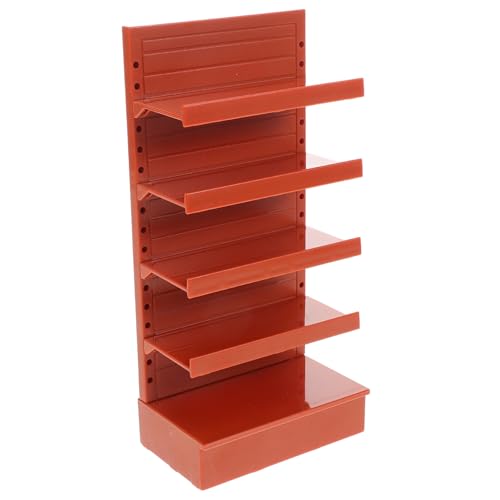 UPKOCH Spielzeugregal Mini-bücherregal Für Mini-bücher Kinder Lebensmittelgeschäft Spielset Mini Regal Mini-puppenhausmöbel Mini-verzierung Mini-hausmöbel Light Brown Plastik von UPKOCH