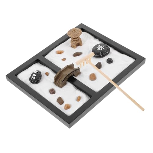 UPKOCH Tischdekoration aus Sand meditations meditieren die heiterkeit Office Decoration Ideas Schreibtischdekoration tranquillo steinkopf zengarten Miniaturlandschaft mit Sand Black von UPKOCH