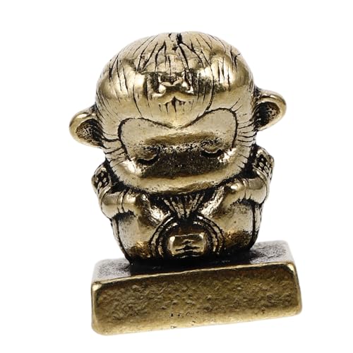 UPKOCH Wukong-siegel Bürostempel-dekor Tierstatuenverzierung Dekoration Der Affenstatue Tischstempelstatuen Vintage-affen-Stempel Affenstempel Miniatur-affenstatue Messing Golden von UPKOCH