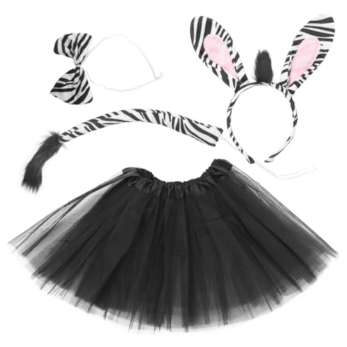 UPKOCH Zebra-Kostüm-Tutu-Set Tier-Kostüm-Set Zebra-Ohren Stirnband Zebra- Fliege Und Tutu-Rock Halloween-Party-Anziehzubehör von UPKOCH