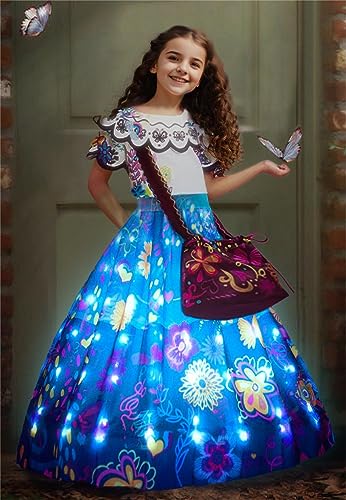 UPORPOR LED Leuchtendes Kleid Kostüm für Mädchen Kleider Feen Prinzessin Kostüm Mädchen Verkleiden Zauber Kostüm Halloween Karneval Kinder Cosplay,120 4-5 Jahre von UPORPOR