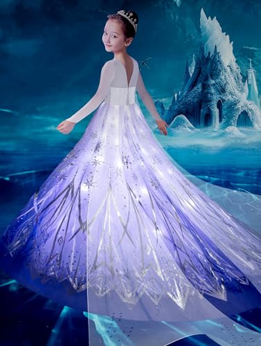 UPORPOR LED Leuchtendes Prinzessin Kleid Mädchen, Weihnachtskleid für Mädchen, Halloween LED Kostüm für Teenager, Verkleidung Karneval Cosplay Geburtstags Party von UPORPOR