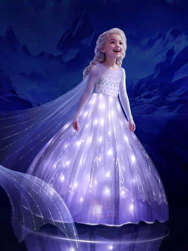 UPORPOR LED Leuchtendes Prinzessin Kleid Mädchen, Weihnachtskleid für Mädchen, Halloween LED Kostüm für Teenager, Verkleidung Karneval Cosplay Geburtstags Party 120 von UPORPOR