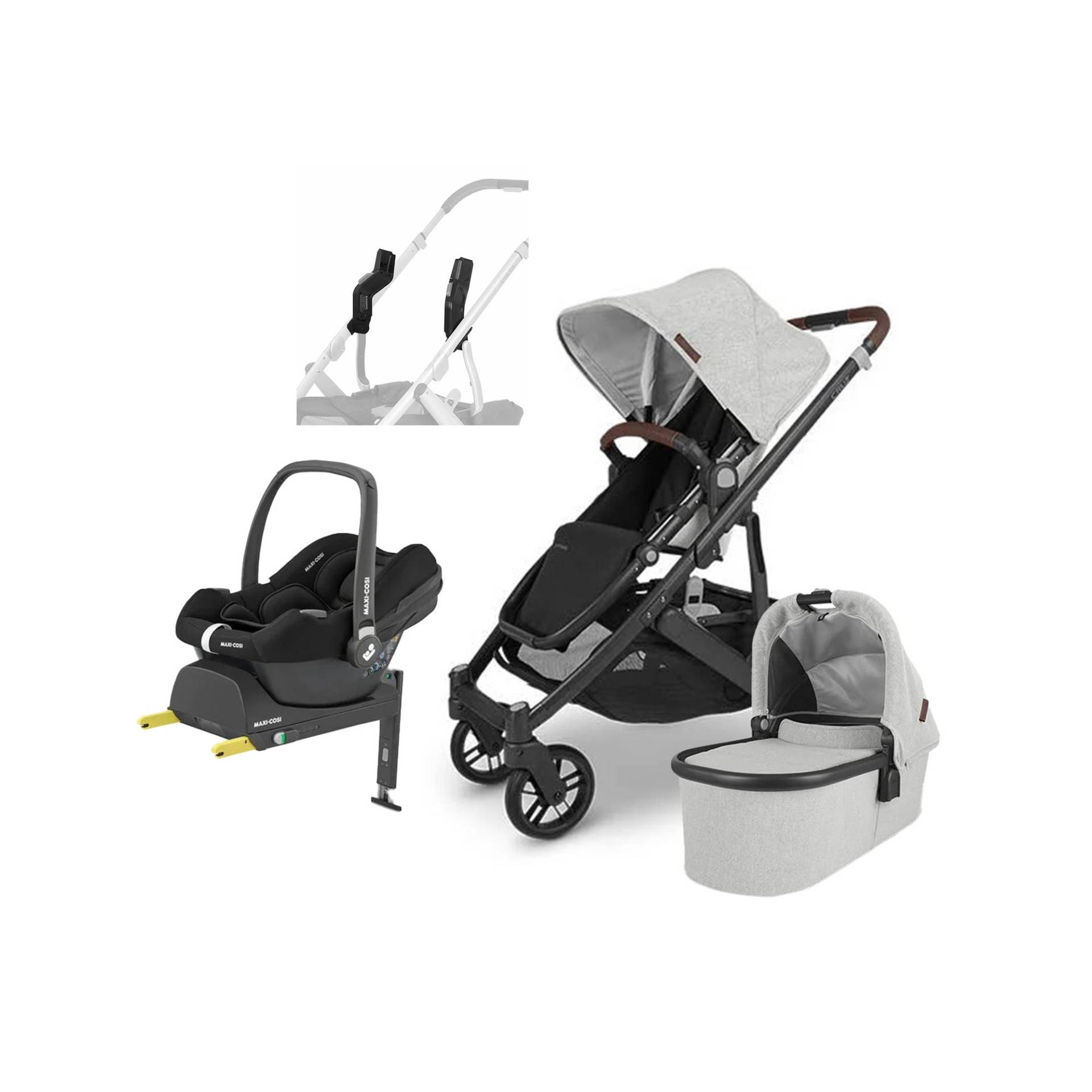 UPPAbaby CRUZ V2 Kombikinderwagen inkl. Maxi-Cosi CabrioFix Babyschale &  Basis, Anthony Grey von UPPAbaby