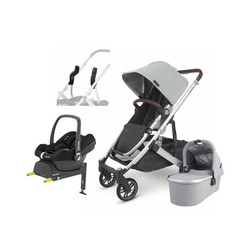 UPPAbaby CRUZ V2 Kombikinderwagen inkl. Maxi-Cosi CabrioFix Babyschale &  Basis, Stella Grey von UPPAbaby