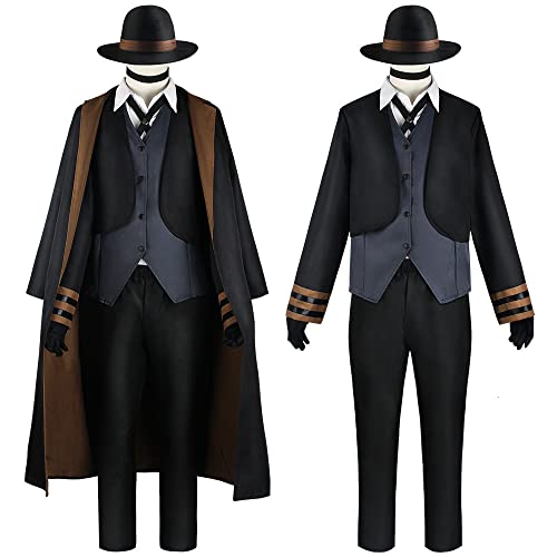 UPUPCOS Anime Chuya Nakahara Cosplay schwarzer langer Mantel, Umhang, Hut, Uniform, Anzug für Herren und Damen, Halloween-Outfit von UPUPCOS