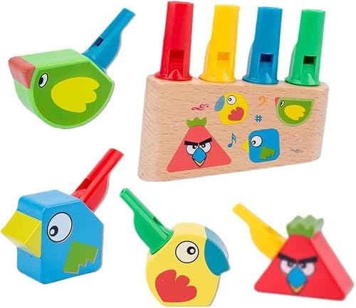 Vogelpfeife für Kinder, Holz-Musikspielzeug, Vogelstimmen-Nachahmer, Lungen- und Mundmotorik-Training, Mehrfarbig von UPYOLUSCC