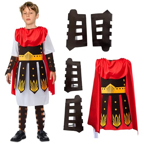 UPZAI Römer Gladiator Kostüm Kinder: Gladiator Faschingskostüme Kinder Jungen - Römisches Soldat Kostüm Junge für Karneval Fasching Carnival Mottoparty Cosplay (L) von UPZAI