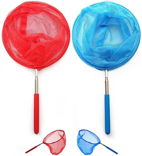 UQMIQURA Teleskop Kinder Kescher Schmetterlings Net mit Teleskopstange, Kescher Aquarium, Fischernetz Ausziehbar Pool Fischernetz für Garten Pool Outdoor (2 Pack) von UQMIQURA