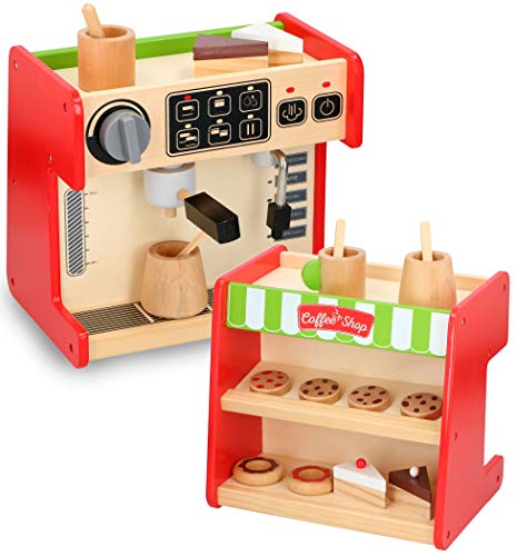 URBN-TOYS Kinder 2-in-1 Holz-Kaffeemaschinengeschäft kreatives Rollenspiel Spielzeug Spielset Geschenk von URBN-TOYS