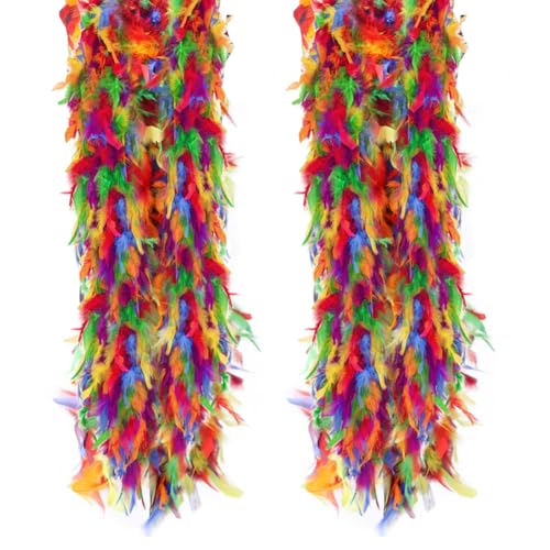 2PCS Turkey Feathers Fringe Trim 2M Natural Fluffy Feather Boa Turkey Feathers Feather Scarf Party Carnival Costume Plumage Plush Feather for Dress Sewing Craft Christmas Costumes Decor von URFDCAD