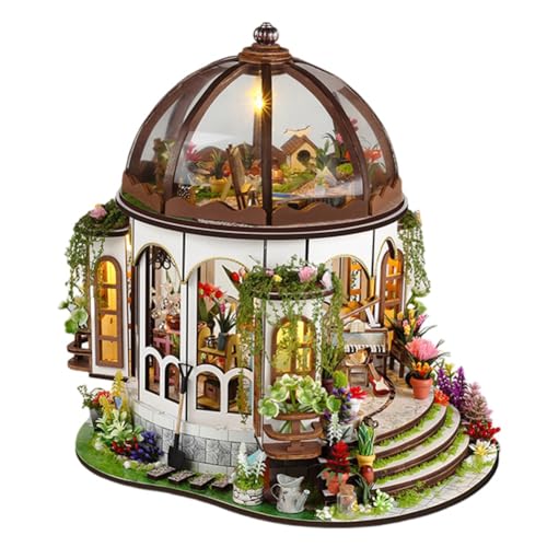 DIY Miniature House Dollhouse Kit Miniature House Greenhouse DIY Miniature House Wooden with Furniture Light DIY Mini Wooden House Model Dollhouse for Adults Girls Boys Gift for Mother's Day von URFDCAD