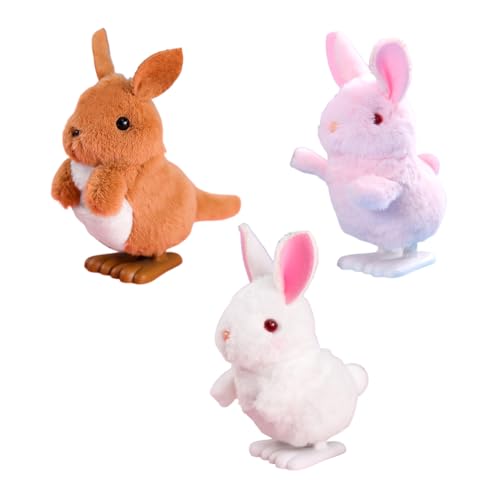 URFDCAD 3pcs Ostern Aufzieh Hase Spielzeug, Aufziehspielzeug Hase Osterdeko Känguru Spielzeug Oster, Ostern Osternest Deko Osterkorb Füllstoffe Hase Spielzeug Geschenk Geht für Kleine Junge Mädchen von URFDCAD