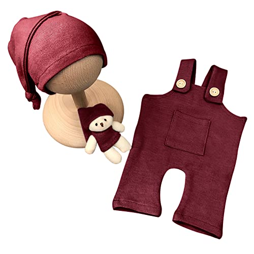 URFDCAD Baby Photoshoot Costumes Set Newborn Baby Photography Prop Outfits Newborn Knit Button Romper Baby Photo Prop Outfits Clothes Baby Overalls Baby Photoshoot Costume von URFDCAD