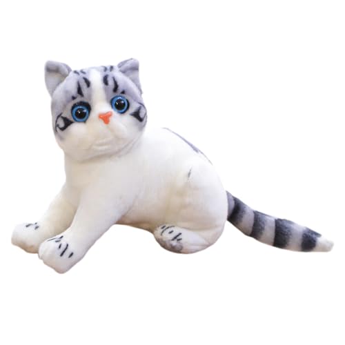 URFDCAD Katze Kuscheltier für Kinder, Simulation Katze Plüschtier Weiche Plüsch Kreative Lebensechte Katze Kuschelpuppe Spielzeug für Kinder Haustier Katze Tierdekoration Niedliche Katze Puppe von URFDCAD