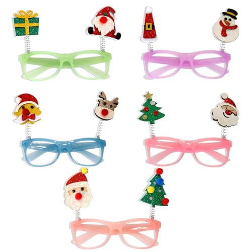 URFDCAD Pack of 5 Christmas Glasses Frames Christmas Glasses Frame Funny Christmas Glasses Christmas Glasses Creative Funny for Christmas Party Decoration Photo Props for Adults Children von URFDCAD