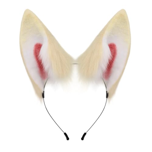 URFDCAD Rabbit Fox Ears Tail Set Faux Fur Cat Animal Tail Ears Headband Fluffy Long Ears Rabbit Fox Cat Dog Wolf Tail Cosplay Animal Ears Tail Costume Set for Halloween von URFDCAD