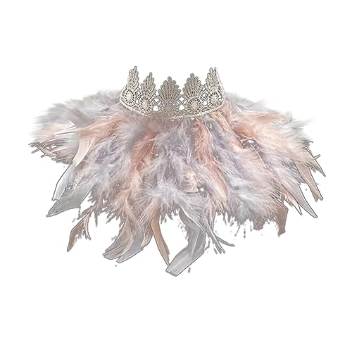 Federkragen, Gothic Feder Cape Stola Schal Schalkragen Halloween Kostüm Damen Federumhang Kostüm Bühne Schalkragen Cape Schal Choker Kragen für Foto Requisite Cosplay Party Kleidung von URFEDA