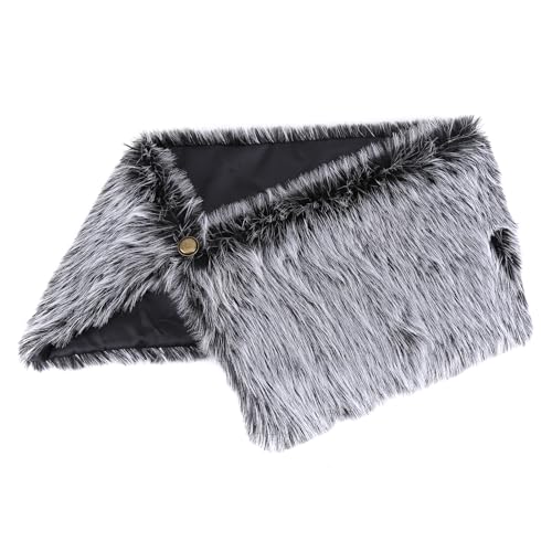 URFEDA Frauen Wikinger Kunstfell Kragen Schal Stola Wikingerpelz Schulterfell Mittelalter Fell Schulterüberwurf Damen Winter Schal Capelet Wrap Kragen Kostüm Accessoire von URFEDA