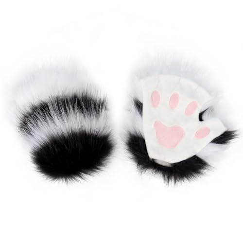 Tier kostüm für Kinder Erwachsene, Katze Kostüm Fuchs Kostüm, Kunstpelz Pfoten Handschuhe Katze Wolf Bär Hund Fuchs Kralle Tierkostüm für Party Halloween Kinder Dress Up von URFEDA