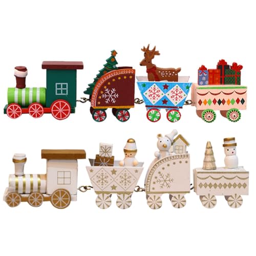 URFEDA 2Pcs Weihnachten Zug Deko Mini Weihnachten Holz Zug Kleiner Zug Fensterdeko Weihnachtszug Geschenk Weihnachtszüge für unter dem Baum Weihnachtszug Set Weihnachtsdekor Xmas Fenster Ornament von URFEDA