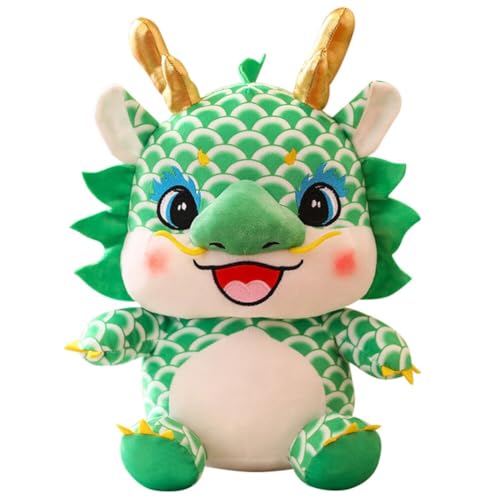 URFEDA Drachen Plüschtier,20CM Chinesisches Drachen Maskottchen Plüschpuppe 2024,Gefüllter Drache Tierpuppe Stofftier Puppe, Kuscheltiere Drachen Plüsch Kissen Kinder Spielzeug Heimdekoration, Grün von URFEDA