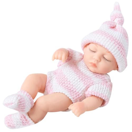 URFEDA Mini Schlafende Wiedergeburt Puppen, Lebensechte Reborn Baby Mädchen Mini Babypuppen Miniatur Puppenspielzeug Reborn Baby Puppe Weiches Silikon Real Wie Neugeborene Puppen für Mädchen Kinder von URFEDA