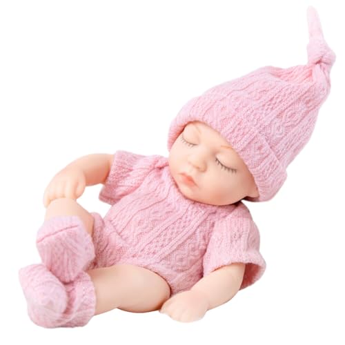 URFEDA Mini Schlafende Wiedergeburt Puppen, Lebensechte Reborn Baby Mädchen Mini Babypuppen Miniatur Puppenspielzeug Reborn Baby Puppe Weiches Silikon Real Wie Neugeborene Puppen für Mädchen Kinder von URFEDA