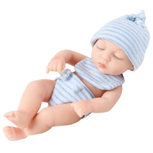 URFEDA Mini Schlafende Wiedergeburt Puppen, Lebensechte Reborn Baby Mädchen Mini Babypuppen Miniatur Puppenspielzeug Reborn Baby Puppe Weiches Silikon Real Wie Neugeborene Puppen für Mädchen Kinder von URFEDA