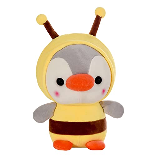 URFEDA Pinguin Stofftier Plüschtier, Kuscheltier Bienen Pinguin Plüsch Tier Puppe Cartoon Süß Pinguine Kuscheltier Pinguin Puppen Pinguin Plüsch Kissen Weihnachten Geburtstag für Kinder Gelb/25CM von URFEDA