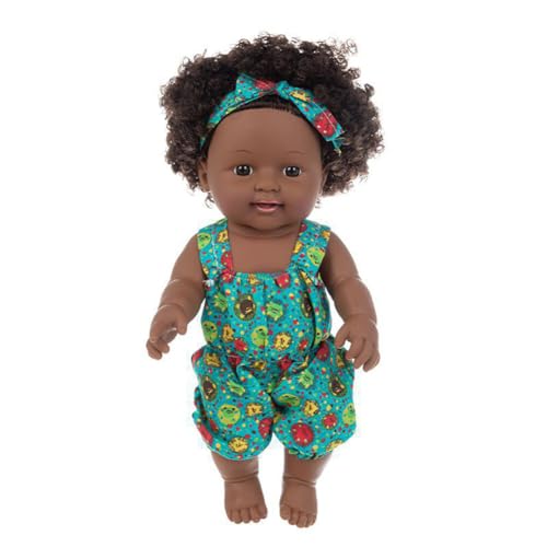 URFEDA Reborn Puppe Schwarze Puppe mit Haaren 12 Zoll Afrikanische Puppe für Kinder Lebensechte Weich Realistisches Silikon Baby Puppe Neugeborenes Puppen Mädchen Schwarze Haut Babypuppen Spielzeug von URFEDA