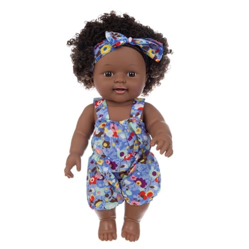 URFEDA Reborn Puppe Schwarze Puppe mit Haaren 12 Zoll Afrikanische Puppe für Kinder Lebensechte Weich Realistisches Silikon Baby Puppe Neugeborenes Puppen Mädchen Schwarze Haut Babypuppen Spielzeug von URFEDA