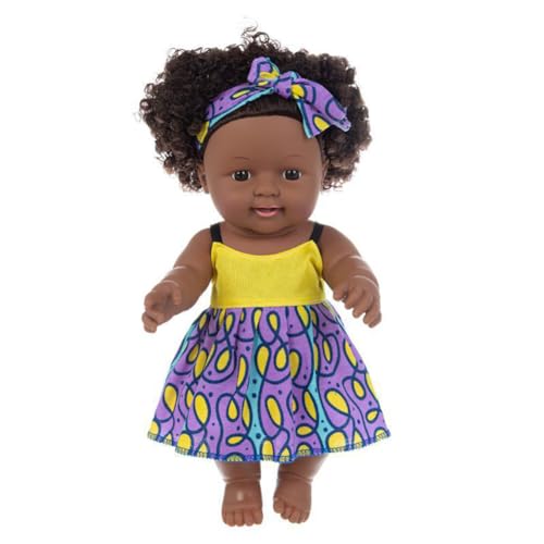 URFEDA Reborn Puppe Schwarze Puppe mit haaren 12 Zoll Afrikanische Puppe für Kinder Lebensechte Weich Realistisches Silikon Baby Puppe Neugeborenes Puppen Mädchen Schwarze Haut Babypuppen Spielzeug von URFEDA