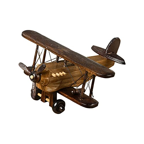 URFEDA Vintage Flugzeug Modell, Doppeldecker Flugzeug Modell Spielzeug Retro Rustikale Flugzeug Figuren Propeller Flugzeug Modell Spielzeug Flugzeug Desktop-Dekoration Tischdekoration von URFEDA