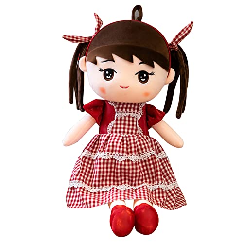 plüsch stoffpuppe, Prinzessin Kleid Puppe Schöne Puppe Stoffpuppe Weiche Stoffpuppe Kissen Plüschpuppe Plüschkissen Stofftier Spielzeug Begleiten Weihnachten Geburtstagsgeschenk für Kinder Rot/40CM von URFEDA