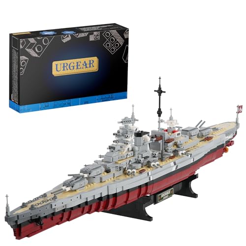 URGEAR Bismarck Schlachtschiff Bausatz für Bausteine, WW2 Militär Technik Schiff Boot Konstruktionsspielzeug für Teenager Männer Geschenk (2081 Teile) von URGEAR