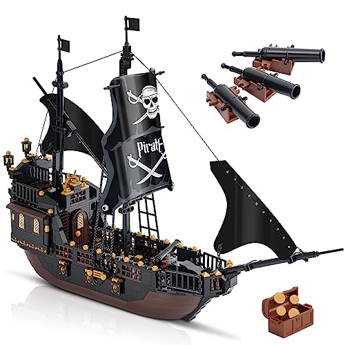 URGEAR Kreatives Piratenschiff-Spielzeug - Boot-Bausteinsatz, Piraten-Bauset, Wikingerschiff Geschenkspielzeug für Jungen und Mädchen ab 8 9 10 11+，Kompatibel mit Lego Piratenschiff (621 Teile) von URGEAR
