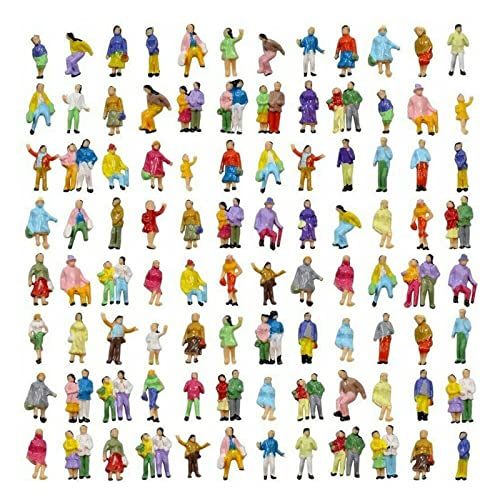 URPIZY 400 Stück 1:200 bemalte Figuren, Eisenbahn-Zug, bemalte Figuren, Maßstab, Modell, Menschen, stehend, sitzender Beifahrer für Miniatur-Szenen von URPIZY