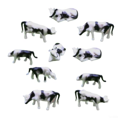 URPIZY Bauernhoftier-Figuren-Spielzeug-Set, 10 Stück, 1:75, bemalte Modellkühe und Figuren für HO-Maßstab, Modellbahn, Landschafts-Layout, Miniatur-Landschaft für DIY-Modellbau (Kuh) von URPIZY