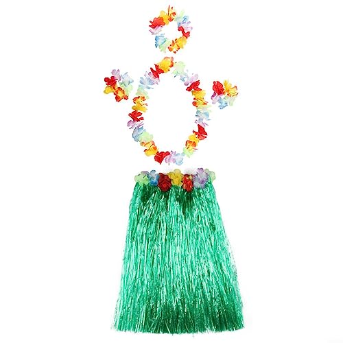 URPIZY Hawaiianische Leis-Party-Dekorationen, Hawaii-Kostüm, Hula-Kostüm, Grasrock, Blumengirlande, tropische Dekoration für Party, Strand, Tanzaufführungen (grün) von URPIZY