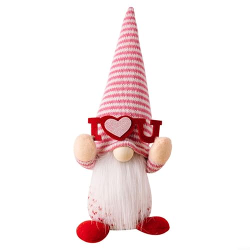 URPIZY Lustige, niedliche Zwergpuppe zum Valentinstag, rosa gefüllter Plüsch-Zwerg, Heimdekoration, 28 cm (Jungen) von URPIZY